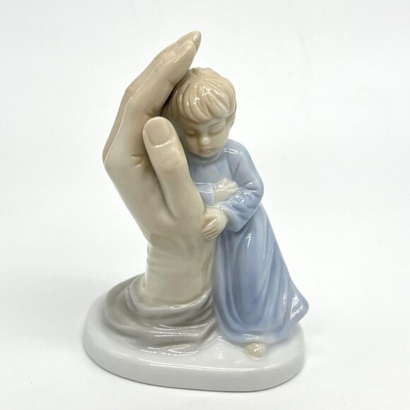 VTG Roman Valencia Collection "Palm of My Hand" Boy 4” Figurine Porcelain Blue - Picture 1 of 6